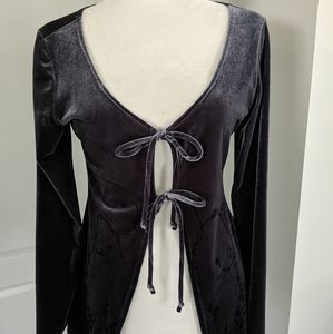 Pia beautiful dark gray velvet shirt size M, floral design